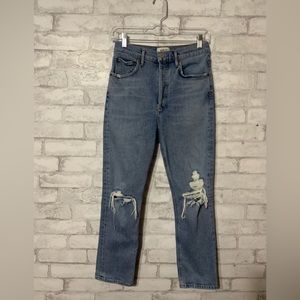 Agolde Straight Leg Distressed Jeans